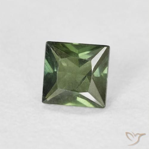 0.32 ct Green Sapphire Stone, Natural Sapphire in Princess-Cut Shape for Sale