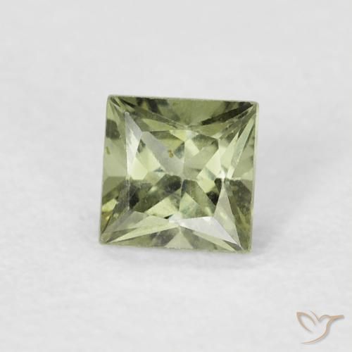 0.43 ct Green Sapphire Stone, Natural Sapphire in Princess-Cut Shape for Sale