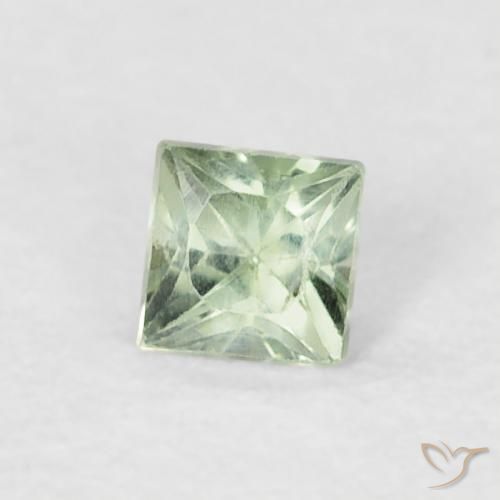 0.21 ct Green Sapphire Stone, Natural Sapphire in Princess-Cut Shape for Sale