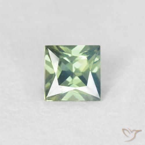 0.27ct Natural Medium Light Green Sapphire, Square, VVS-VS