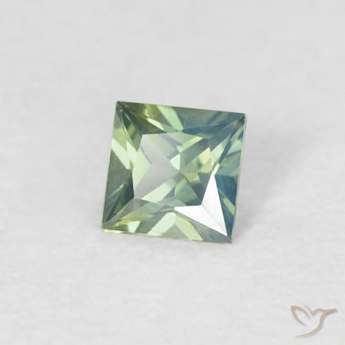 0.27 ct Green Sapphire Stone, Natural Sapphire in Princess-Cut Shape for Sale