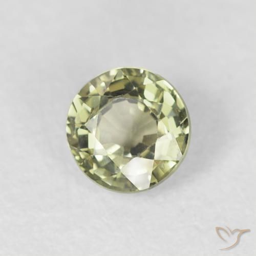 0.57 ct Green Sapphire Stone, Natural Sapphire in Round Facet Shape for Sale