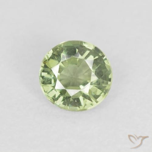 0.41ct Natural Very Light Sage Green Sapphire, Round, VVS-VS, Photo A