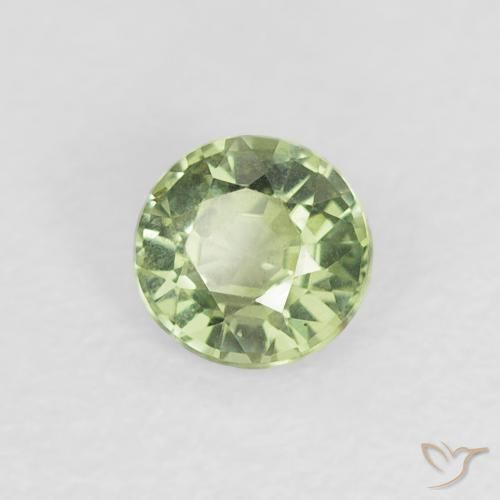 0.41 ct Green Sapphire Stone, Natural Sapphire in Round Facet Shape for Sale