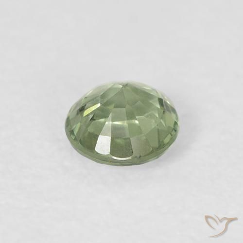 Sapphire Gemstone in 4.3 mm Size for Sale, Sapphire Stone in Very Light Sage Green Color
