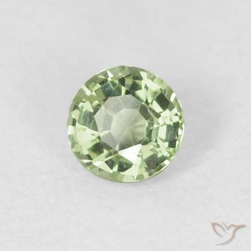 0.42 ct Green Sapphire Stone, Natural Sapphire in Round Facet Shape for Sale