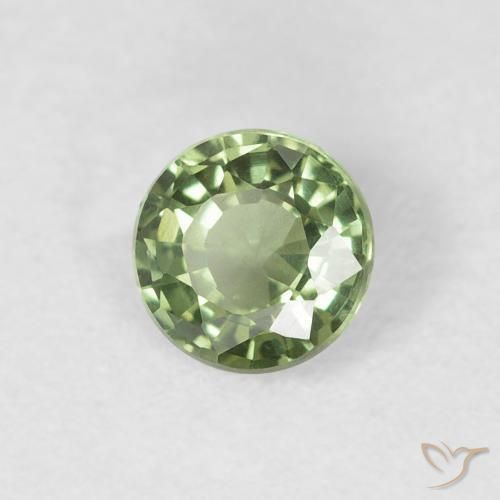 0.55 ct Green Sapphire Stone, Natural Sapphire in Round Facet Shape for Sale