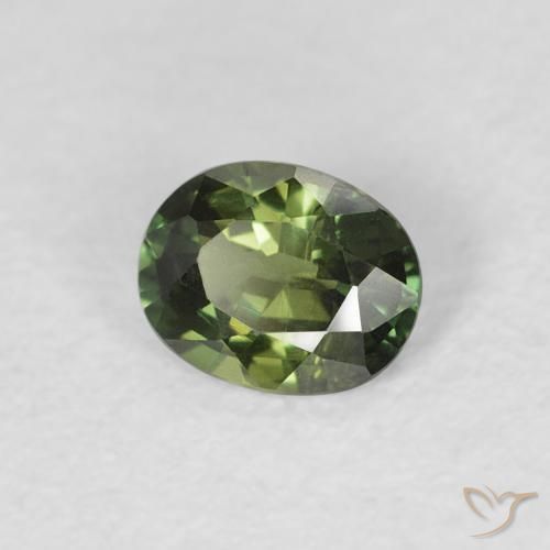 0.48 ct Green Sapphire Stone, Natural Sapphire in Oval Facet Shape for Sale