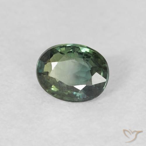 0.35 ct Green Sapphire Stone, Natural Sapphire in Oval Facet Shape for Sale