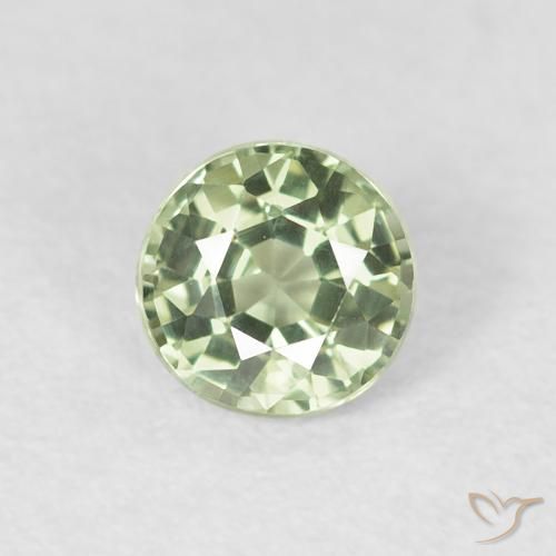 0.61ct Natural Very Light Green Sapphire, Round, VVS-VS