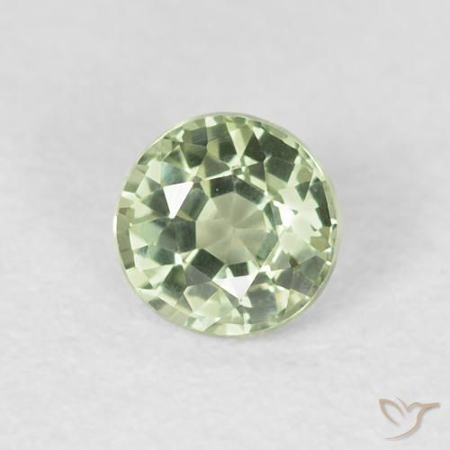 0.61 ct Green Sapphire Stone, Natural Sapphire in Round Facet Shape for Sale