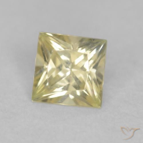 0.20 ct Yellow Sapphire Stone, Natural Sapphire in Princess-Cut Shape for Sale