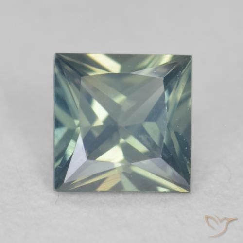 0.27ct Natural Medium Blue Green Sapphire, Square, VVS