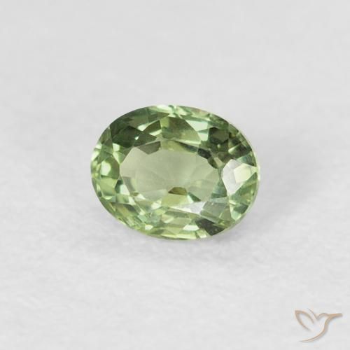 0.43 ct Green Sapphire Stone, Natural Sapphire in Oval Facet Shape for Sale