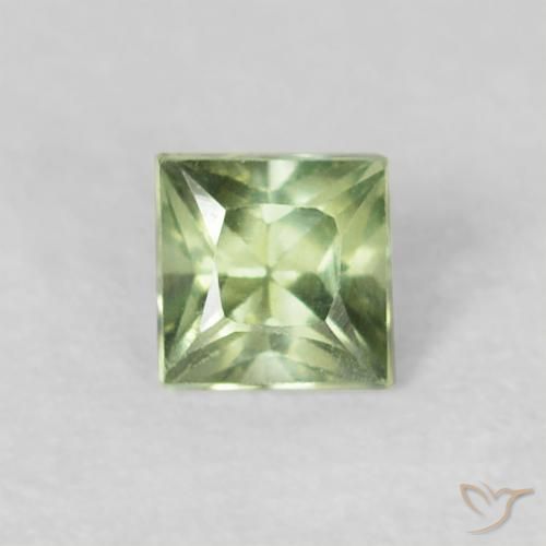 0.21ct Natural Medium Green Sapphire, Square, VVS-VS