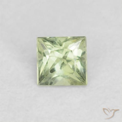 0.23ct Natural Very Light Sage Green Sapphire, Square, VVS-VS