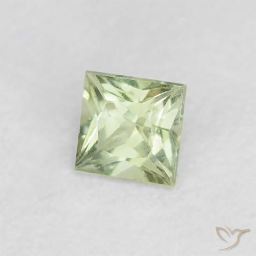 0.23 ct Green Sapphire Stone, Natural Sapphire in Princess-Cut Shape for Sale