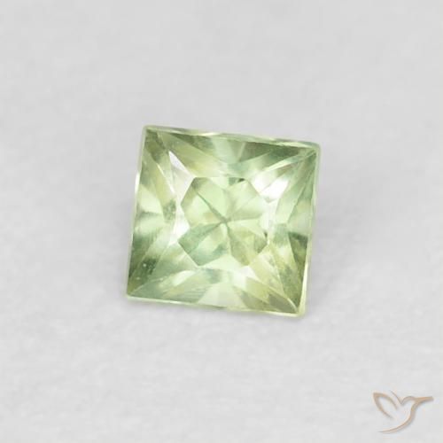 0.22 ct Green Sapphire Stone, Natural Sapphire in Princess-Cut Shape for Sale