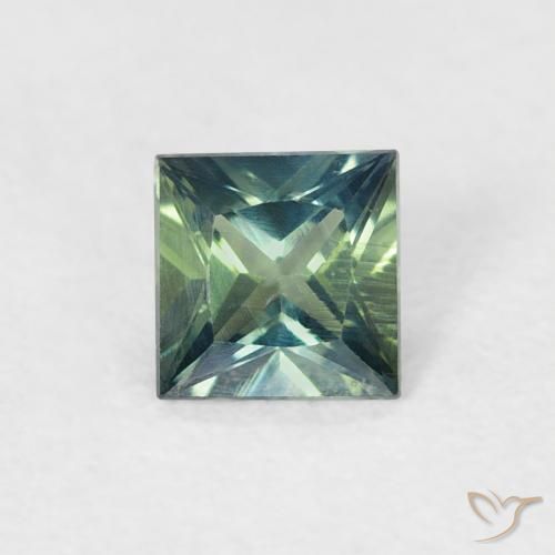 0.40ct Natural Medium Blue Green Sapphire, Square, VS