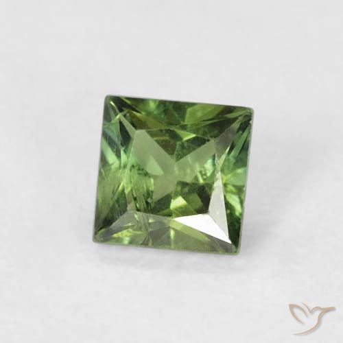 0.39 ct Green Sapphire Stone, Natural Sapphire in Princess-Cut Shape for Sale