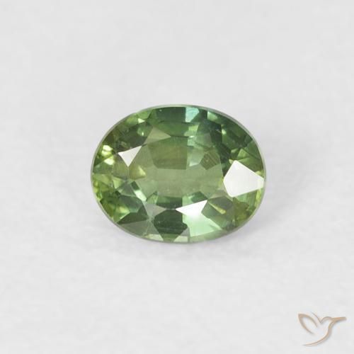 0.35 ct Green Sapphire Stone, Natural Sapphire in Oval Facet Shape for Sale