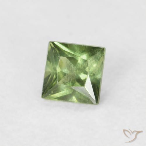 0.20 ct Green Sapphire Stone, Natural Sapphire in Princess-Cut Shape for Sale