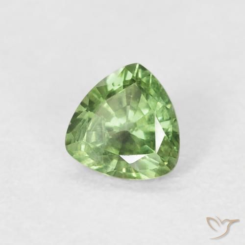 0.41 ct Green Sapphire Stone, Natural Sapphire in Trillion Facet Shape for Sale