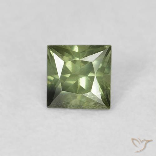 0.31ct Natural Medium Green Sapphire, Square, VS