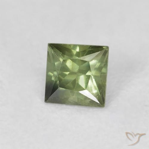 0.31 ct Green Sapphire Stone, Natural Sapphire in Princess-Cut Shape for Sale