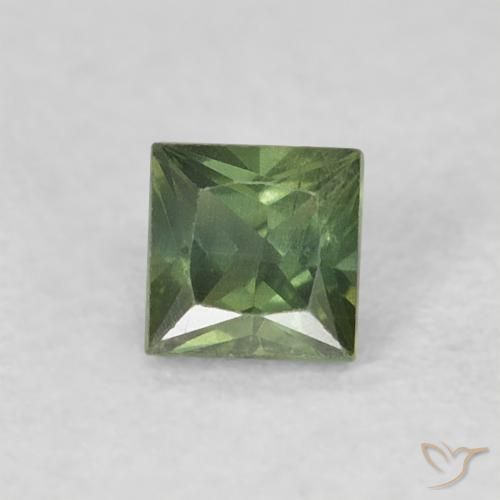 0.33ct Natural Earthy Green Sapphire, Square, VS