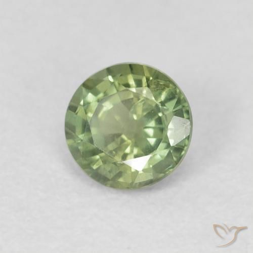0.54 ct Green Sapphire Stone, Natural Sapphire in Round Facet Shape for Sale