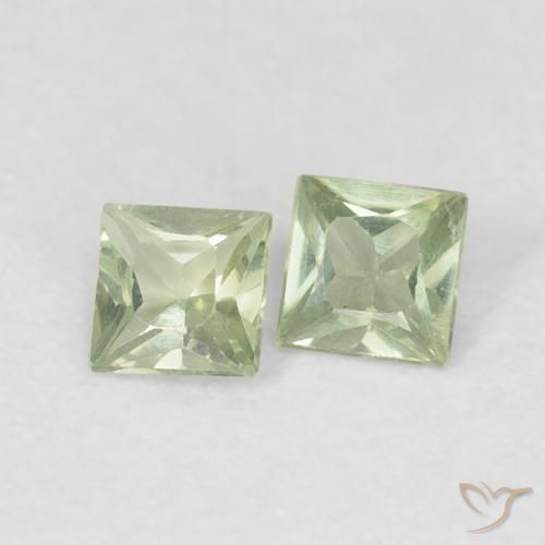 0.34 ctw Green Sapphire Stones, Natural Sapphire in Princess-Cut Shape for Sale