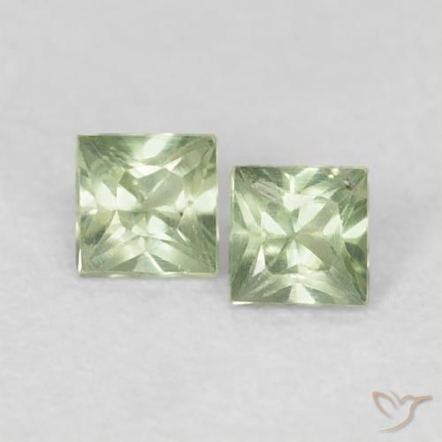 0.40ctw Natural Very Light Sage Green Sapphire, Square, VS