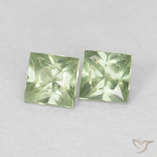 0.40 ctw Green Sapphire Stones, Natural Sapphire in Princess-Cut Shape for Sale