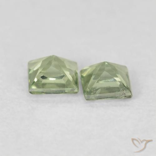 Sapphire Gemstones in 3 x 3 mm (calibrated) Size for Sale, Sapphire Stones in Very Light Sage Green Color