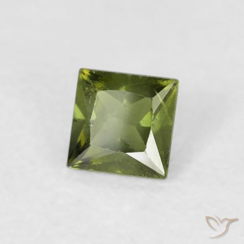 0.36 ct Green Sapphire Stone, Natural Sapphire in Princess-Cut Shape for Sale