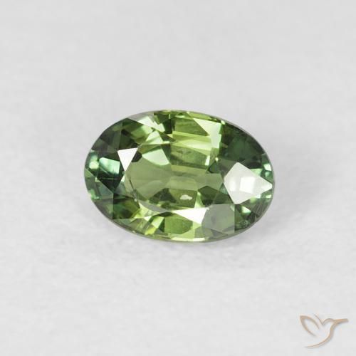 0.72 ct Green Sapphire Stone, Natural Sapphire in Oval Facet Shape for Sale