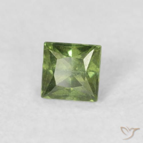 0.24 ct Green Sapphire Stone, Natural Sapphire in Princess-Cut Shape for Sale