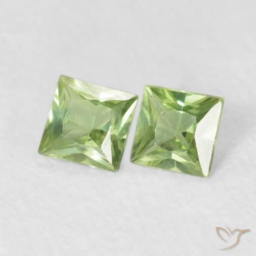0.34 ctw Green Sapphire Stones, Natural Sapphire in Princess-Cut Shape for Sale