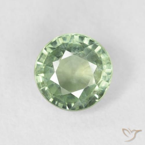 0.75ct Natural Light Sage Green Sapphire, Round, VS
