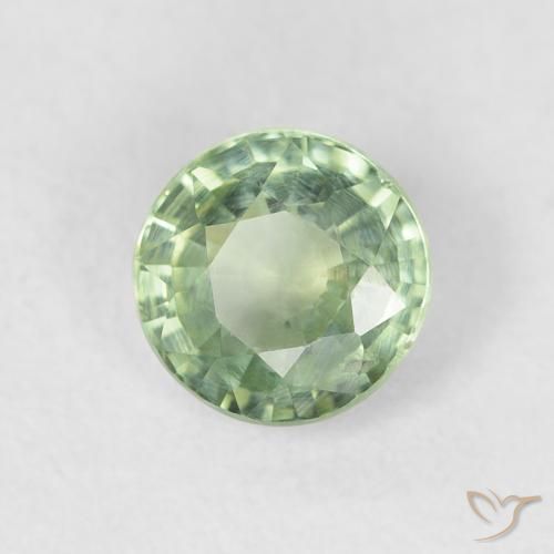 0.75 ct Green Sapphire Stone, Natural Sapphire in Round Facet Shape for Sale