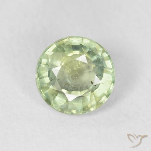 0.80ct Natural Very Light Green Sapphire, Round, VS
