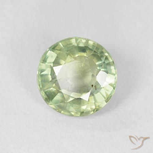 0.80 ct Green Sapphire Stone, Natural Sapphire in Round Facet Shape for Sale