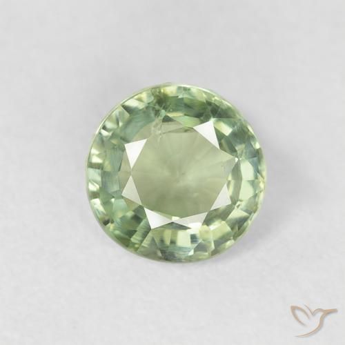 0.72ct Natural Light Green Sapphire, Round, VS