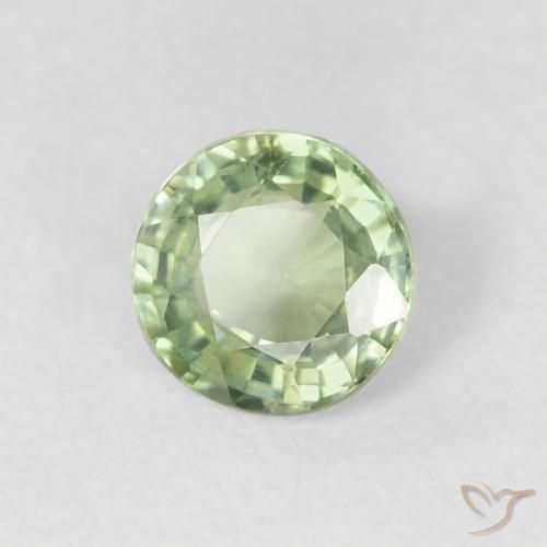 0.72 ct Green Sapphire Stone, Natural Sapphire in Round Facet Shape for Sale