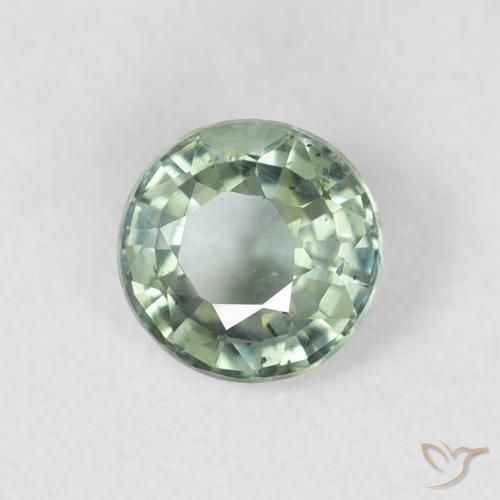 0.79 ct Green Sapphire Stone, Natural Sapphire in Round Facet Shape for Sale
