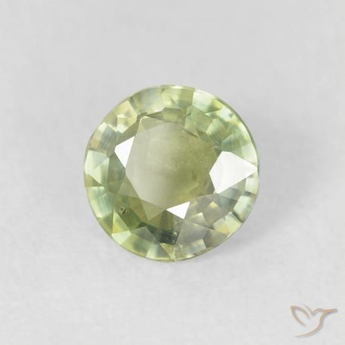 0.63 ct Green Sapphire Stone, Natural Sapphire in Round Facet Shape for Sale
