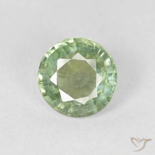 0.73ct Natural Very Light Green Sapphire, Round, VS