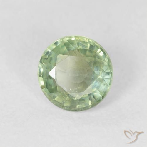 0.73 ct Green Sapphire Stone, Natural Sapphire in Round Facet Shape for Sale