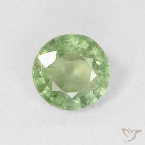 0.80ct Natural Warm Green Sapphire, Round, VS
